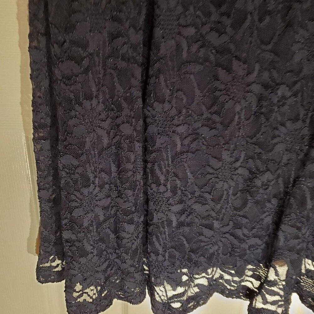 NEW Tiana B Navy Blue Lace 3/4 Sleeve Faux Wrap Top Dress Lined Size 26W - Picture 6 of 7